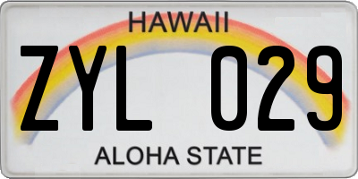 HI license plate ZYL029