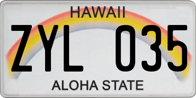 HI license plate ZYL035