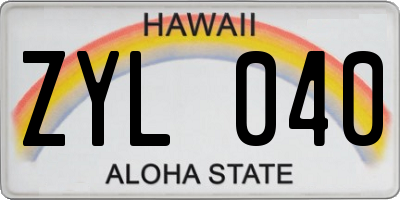 HI license plate ZYL040