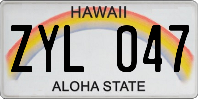 HI license plate ZYL047
