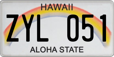 HI license plate ZYL051