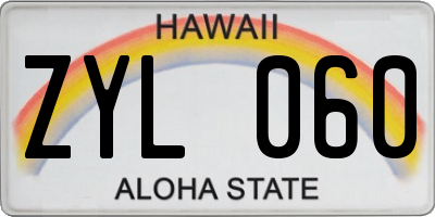 HI license plate ZYL060