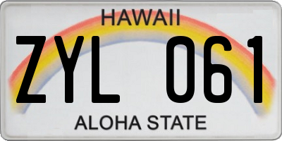 HI license plate ZYL061