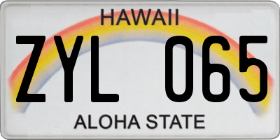 HI license plate ZYL065