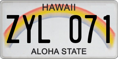 HI license plate ZYL071