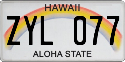 HI license plate ZYL077