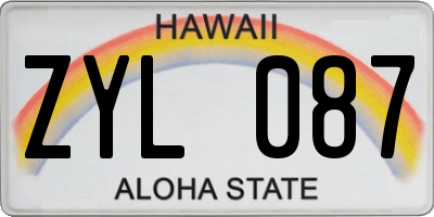 HI license plate ZYL087