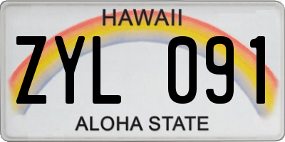 HI license plate ZYL091
