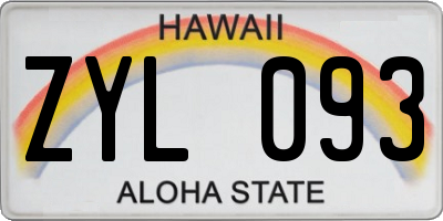 HI license plate ZYL093