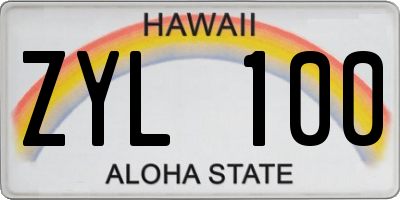 HI license plate ZYL100
