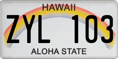 HI license plate ZYL103