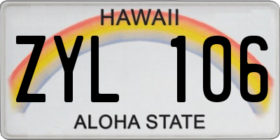HI license plate ZYL106