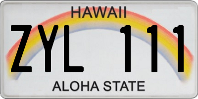 HI license plate ZYL111