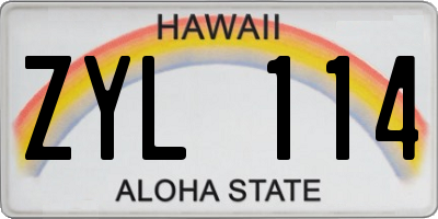HI license plate ZYL114
