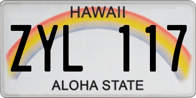 HI license plate ZYL117