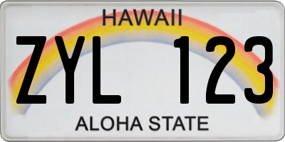 HI license plate ZYL123