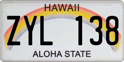 HI license plate ZYL138