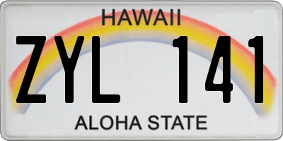 HI license plate ZYL141