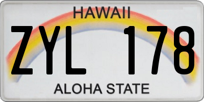 HI license plate ZYL178