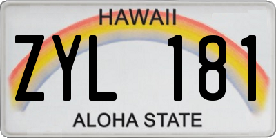 HI license plate ZYL181