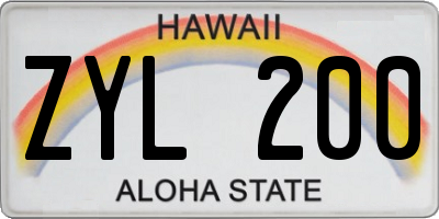 HI license plate ZYL200