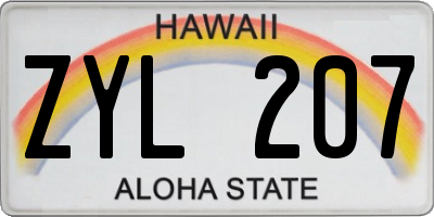HI license plate ZYL207