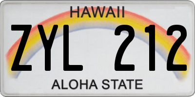 HI license plate ZYL212