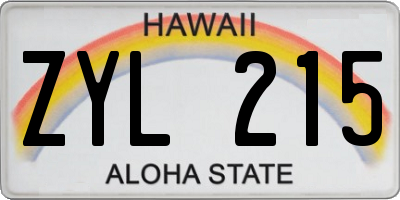 HI license plate ZYL215