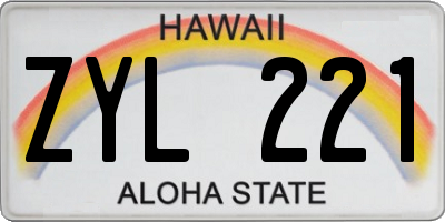 HI license plate ZYL221