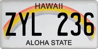 HI license plate ZYL236