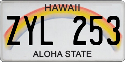HI license plate ZYL253