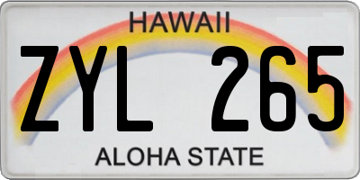 HI license plate ZYL265