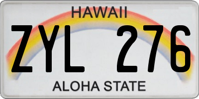 HI license plate ZYL276