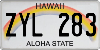 HI license plate ZYL283