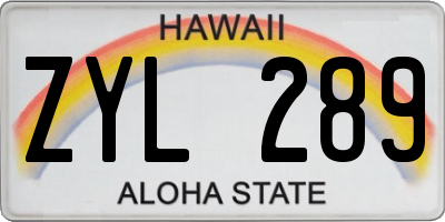 HI license plate ZYL289