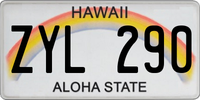 HI license plate ZYL290