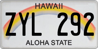 HI license plate ZYL292