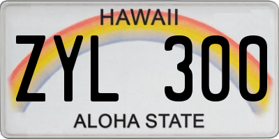 HI license plate ZYL300