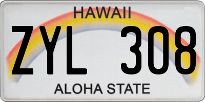 HI license plate ZYL308