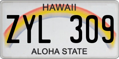 HI license plate ZYL309