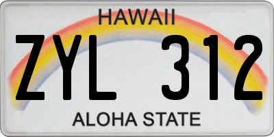 HI license plate ZYL312