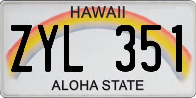 HI license plate ZYL351