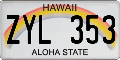HI license plate ZYL353
