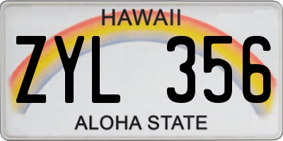 HI license plate ZYL356