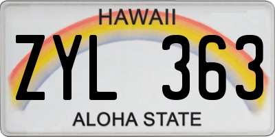 HI license plate ZYL363