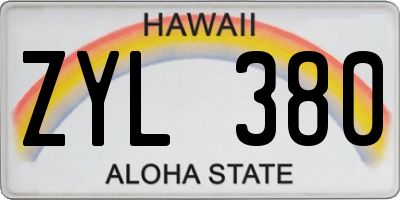 HI license plate ZYL380