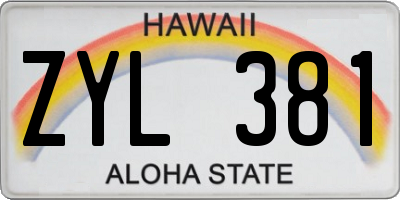 HI license plate ZYL381