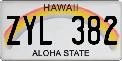 HI license plate ZYL382