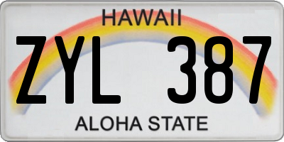 HI license plate ZYL387