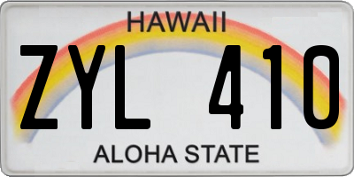 HI license plate ZYL410